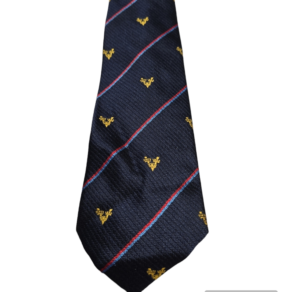 Maddocks & Dick Ltd Navy Blue Red Green W.H.R.F.C Logo Tie
